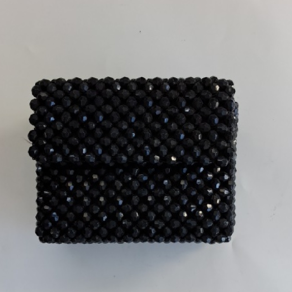 Chic Black Beaded Clutch